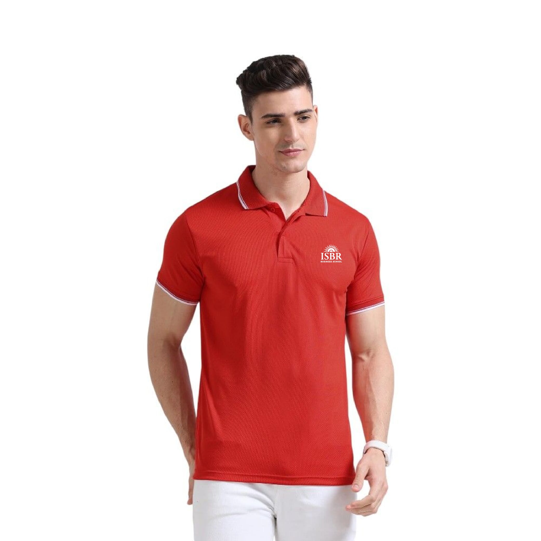 Greys&Blues PrimoKnit Polo Tshirt- Red with White Tipping